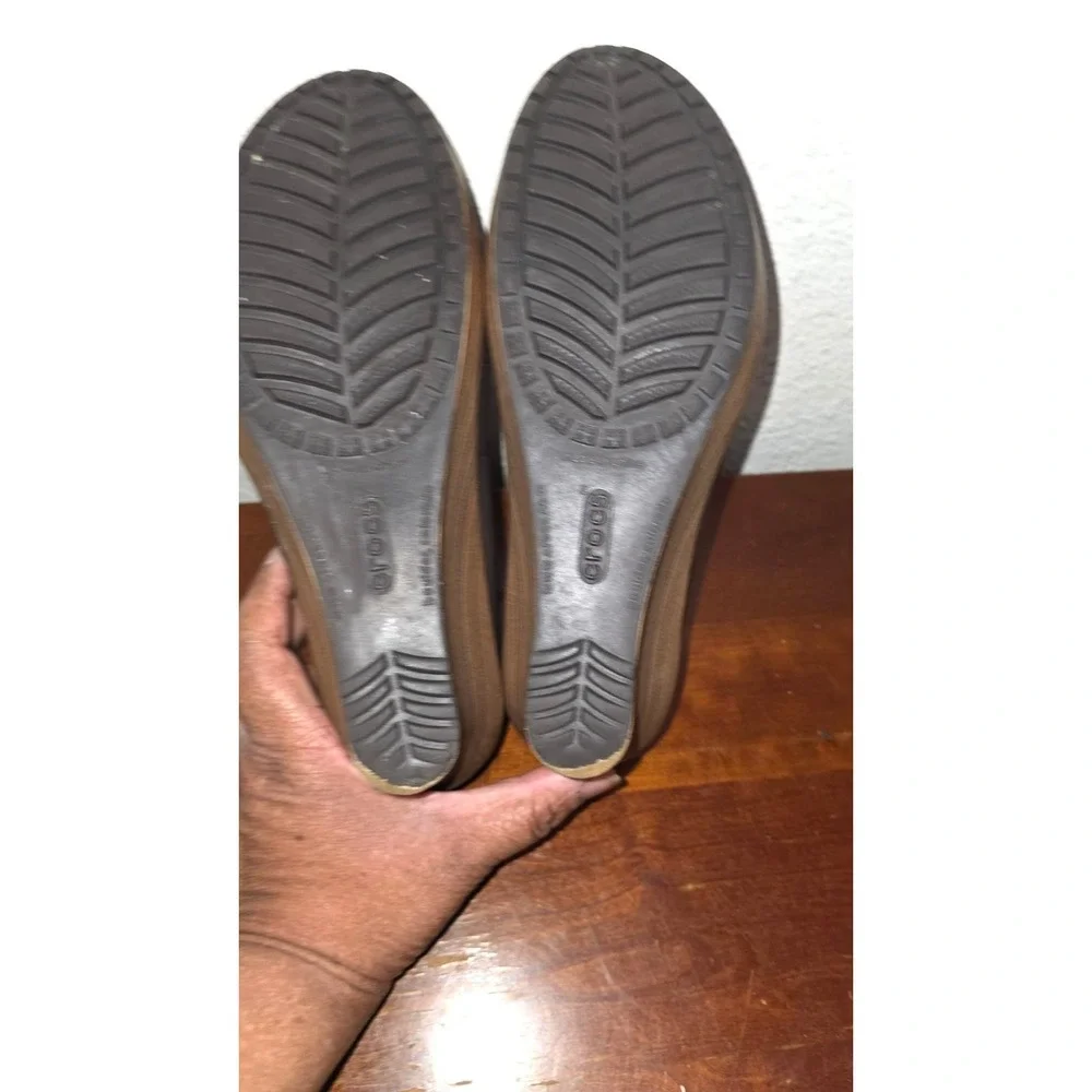 Crocs Women's‎ Brown/Gray Wedge Heels Comfort Shoes Size 9